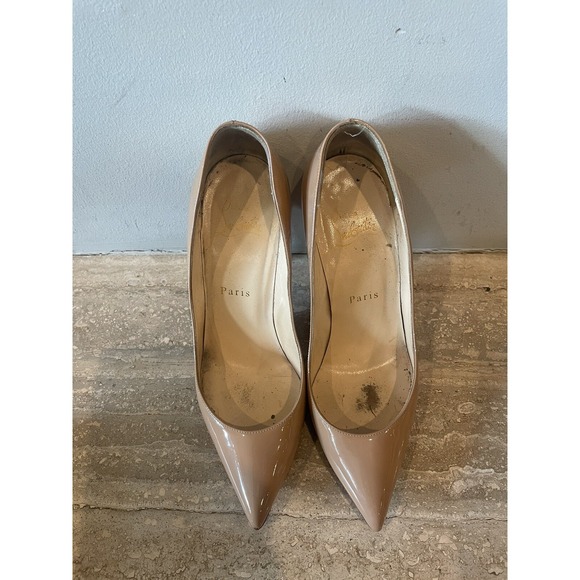 KATE Christian Louboutin Leather Nude Blush Heels Size 36.5 - Picture 3 of 3